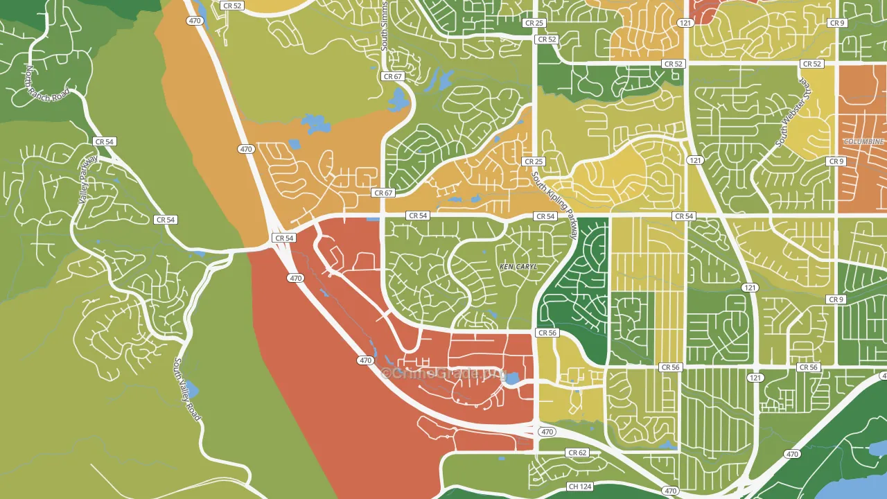 Ken Caryl Ranch Plains, Ken Caryl, CO Map of Drug-Related Crime Rates