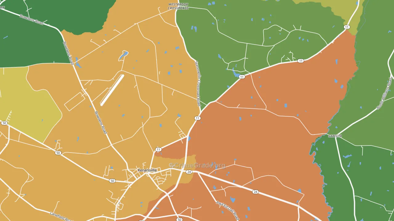 Kenansville, NC Map of Drug-Related Crime Rates