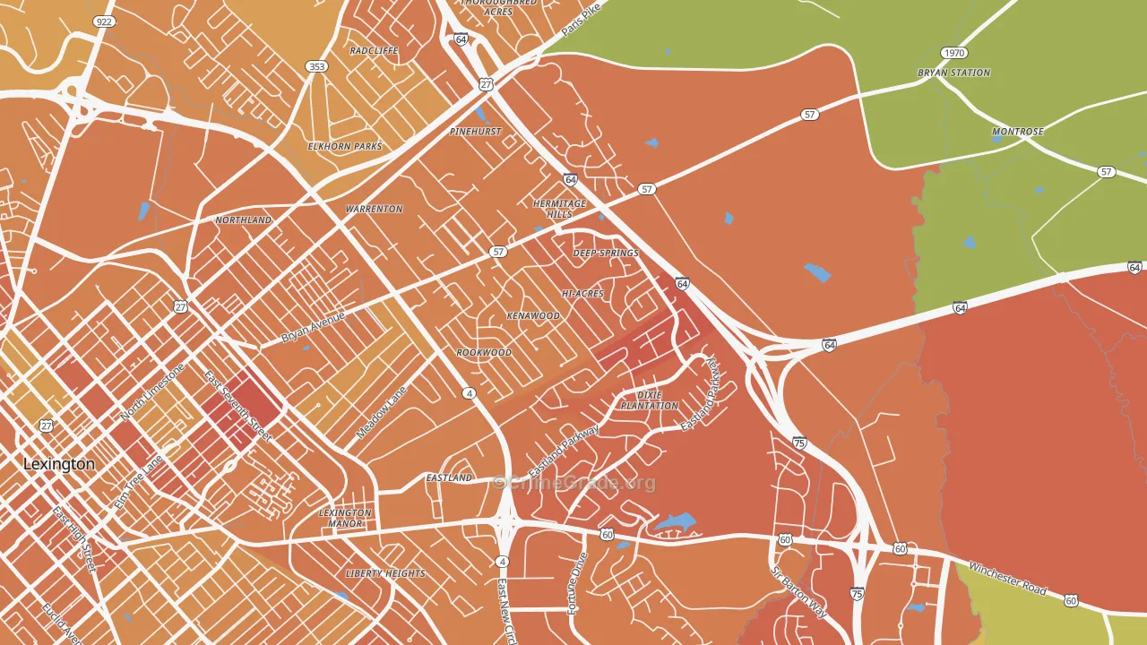 Kenawood-Rockwood, Lexington, KY Map of Drug-Related Crime Rates
