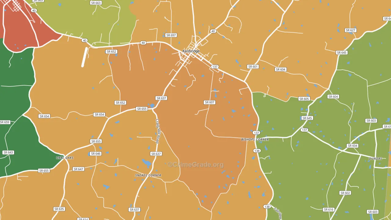 Kenbridge, VA Map of Drug-Related Crime Rates