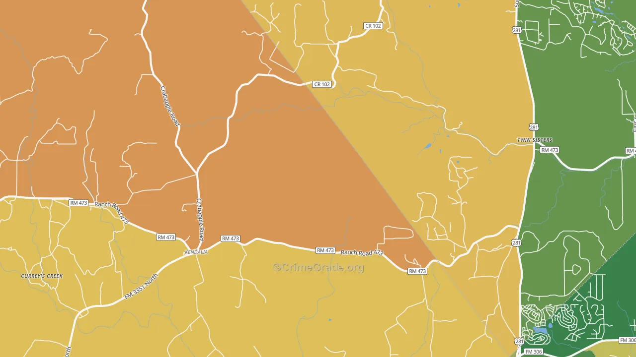 Kendalia, TX Map of Drug-Related Crime Rates