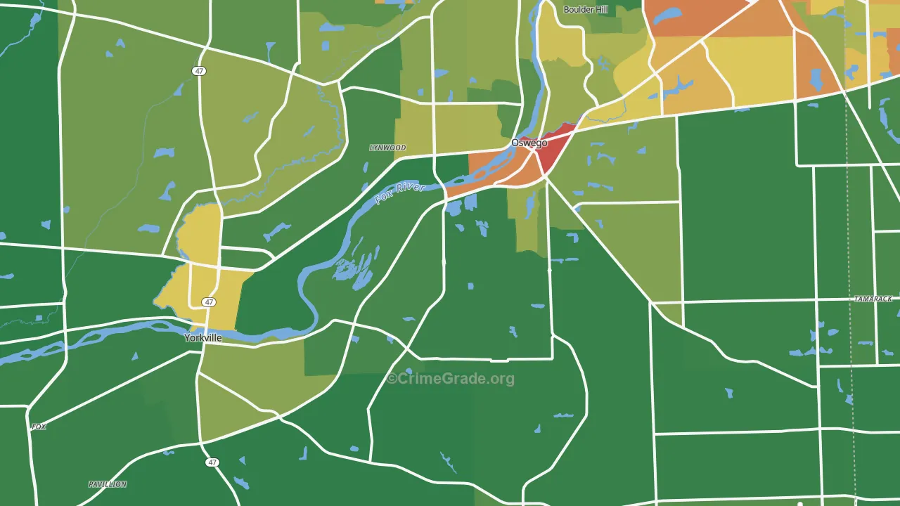 Kendall County, IL Map of Drug-Related Crime Rates