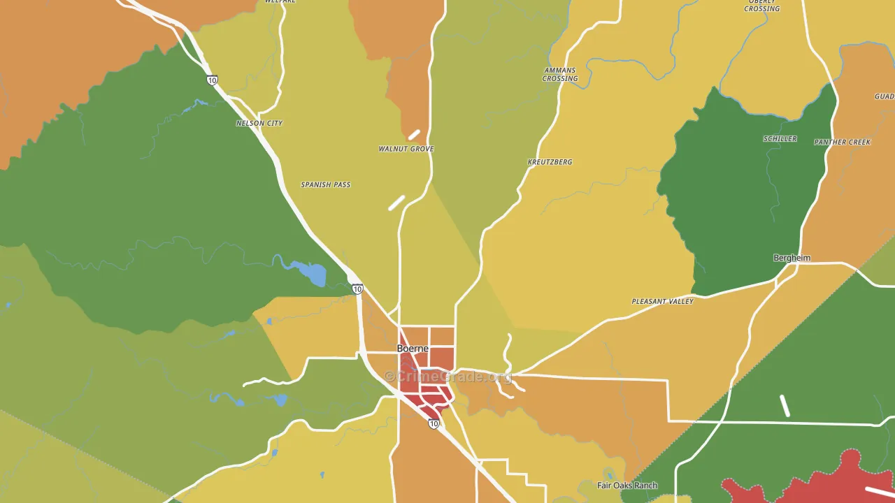 Kendall County, TX Map of Drug-Related Crime Rates