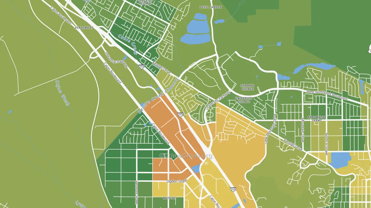 Kendall, San Bernardino, CA Map of Drug-Related Crime Rates