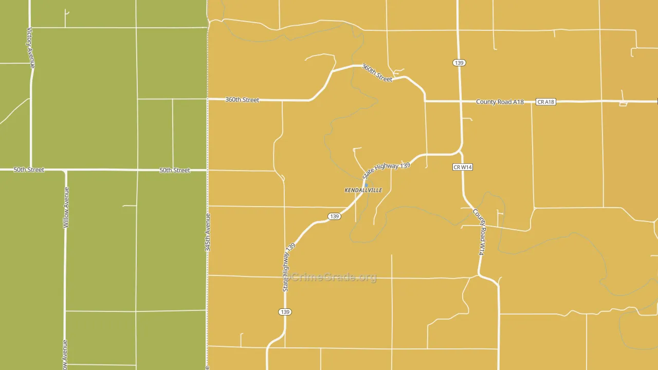 Kendallville, IA Map of Drug-Related Crime Rates