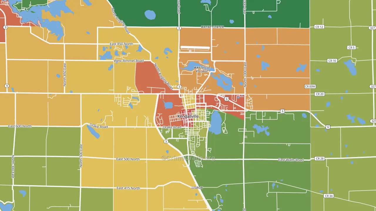 Kendallville, IN Map of Drug-Related Crime Rates