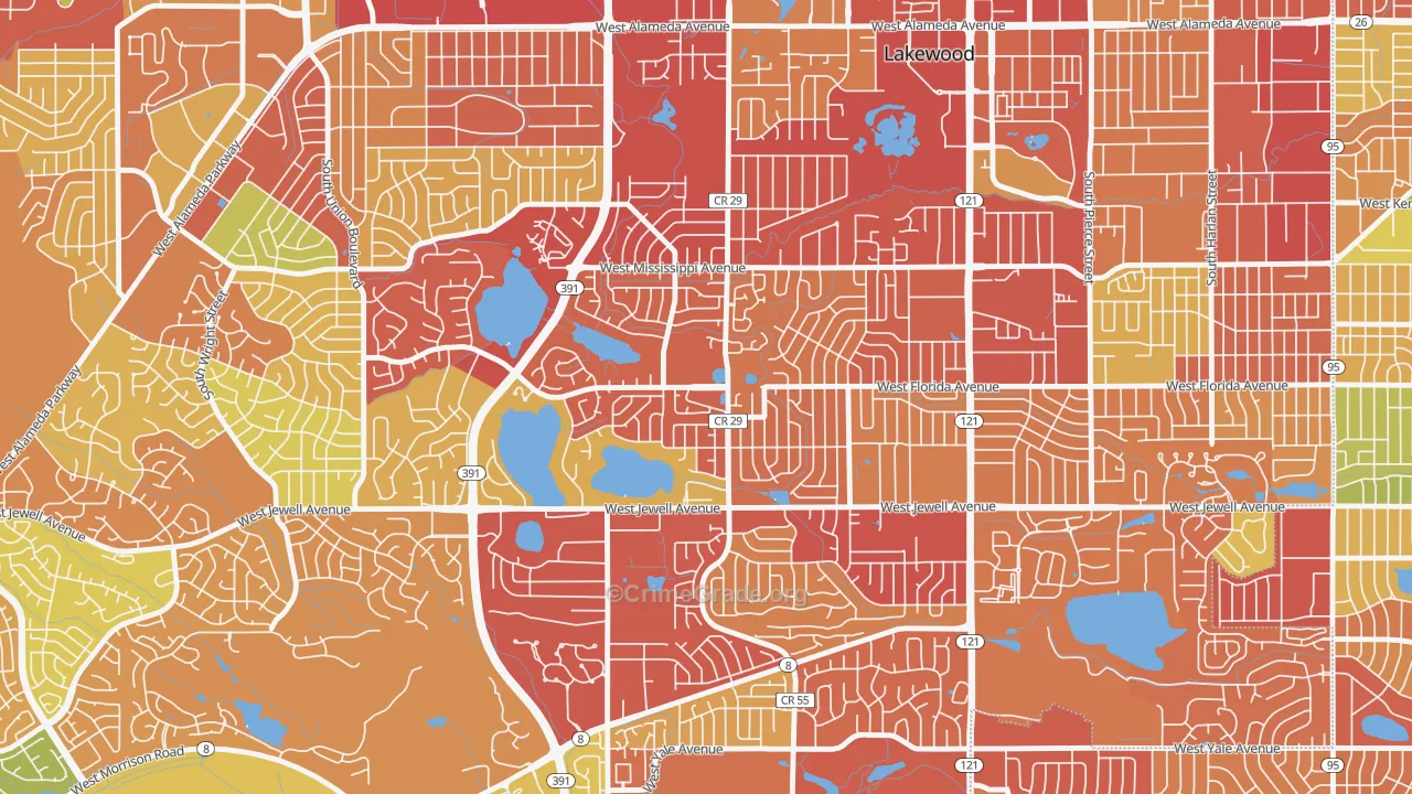 Kendrick Lake, Lakewood, CO Map of Drug-Related Crime Rates