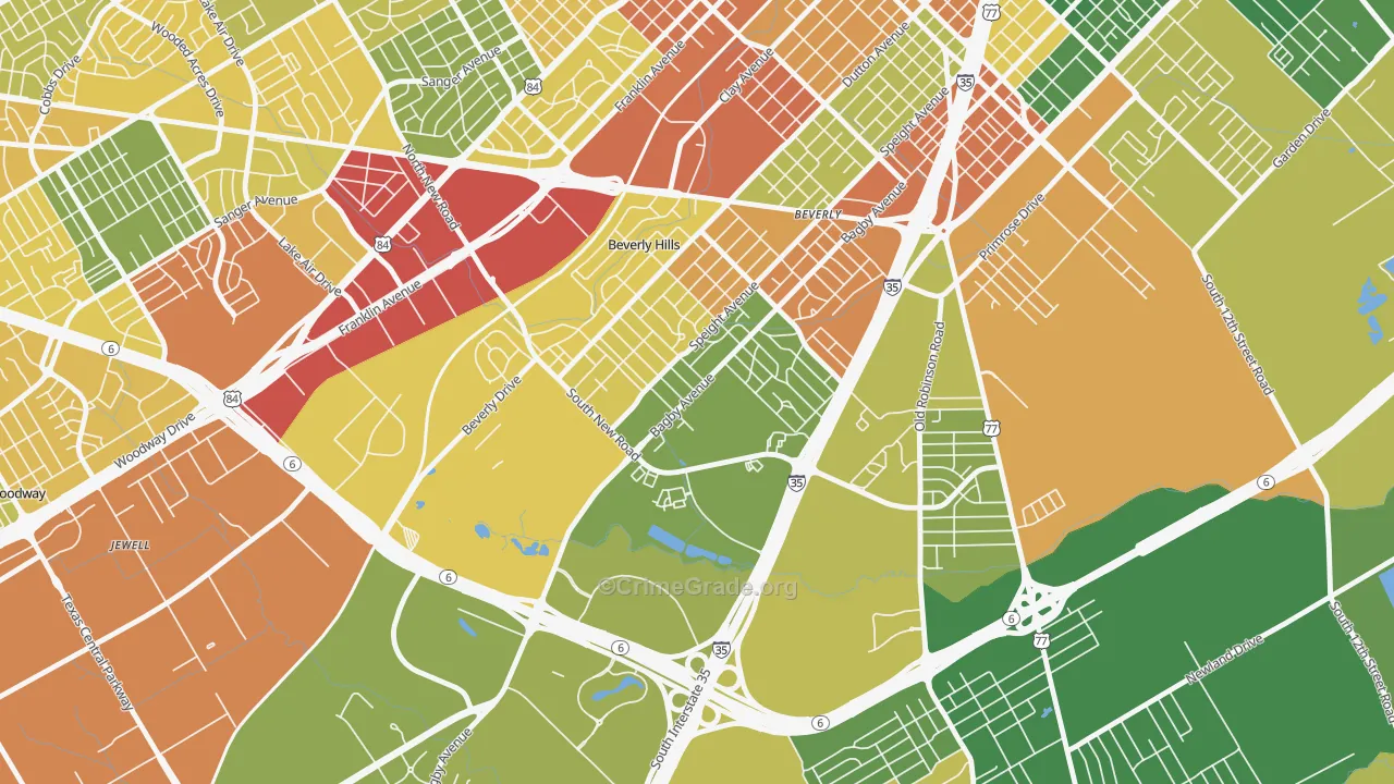 Kendrick, Waco, TX Map of Drug-Related Crime Rates