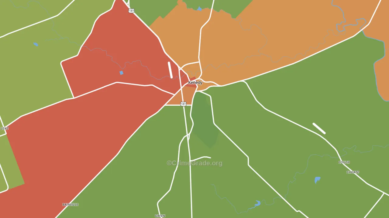Kenedy, TX Map of Drug-Related Crime Rates