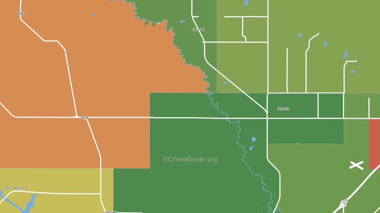 Kenefic, OK Map of Drug-Related Crime Rates