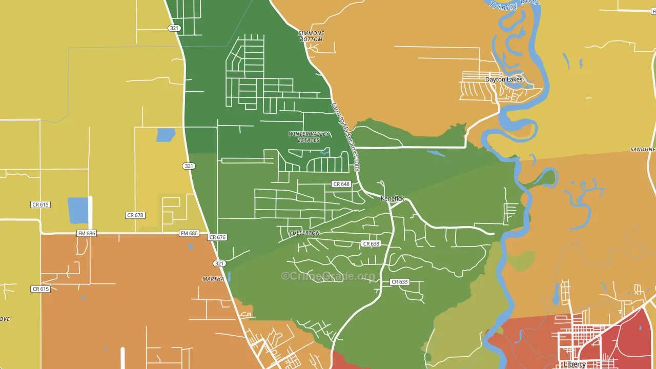 Kenefick, TX Map of Drug-Related Crime Rates