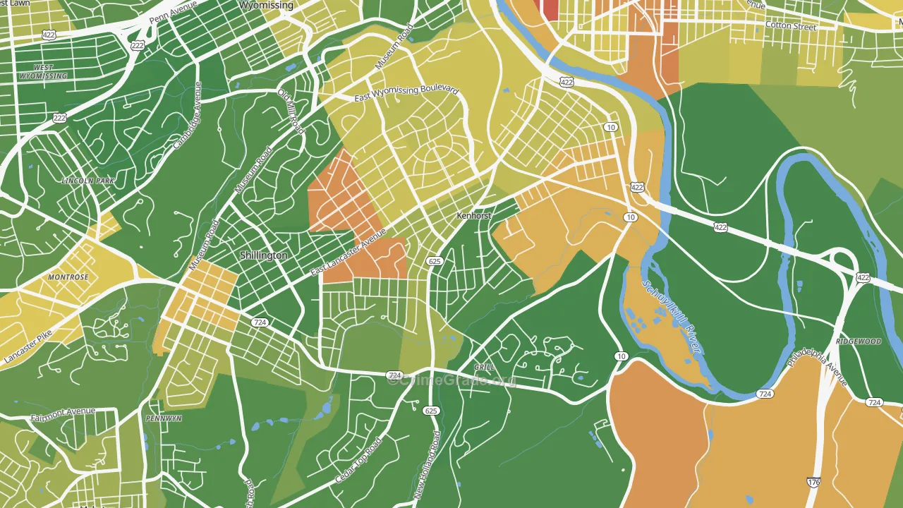 Kenhorst, PA Map of Drug-Related Crime Rates