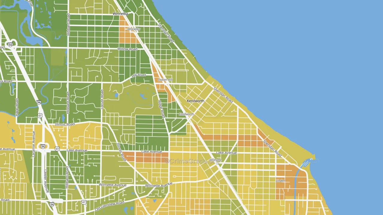 Kenilworth, IL Map of Drug-Related Crime Rates