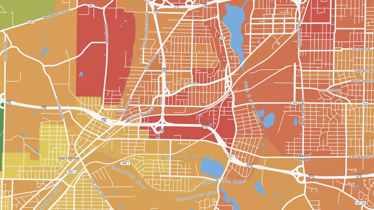 Kenmore, Akron, OH Map of Drug-Related Crime Rates