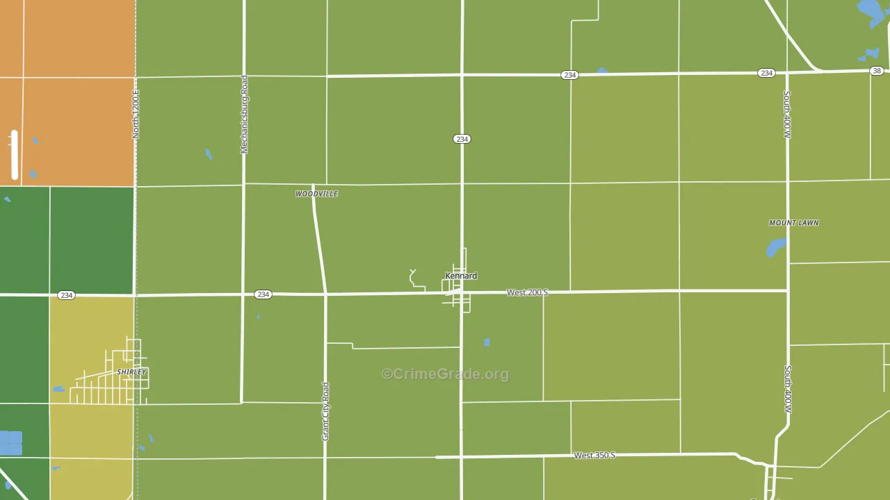 Kennard, IN Map of Drug-Related Crime Rates