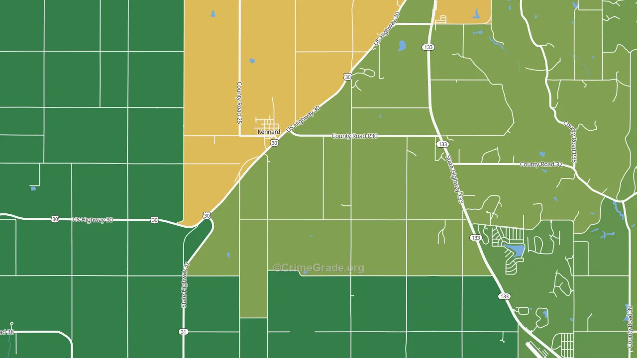 Kennard, NE Map of Drug-Related Crime Rates