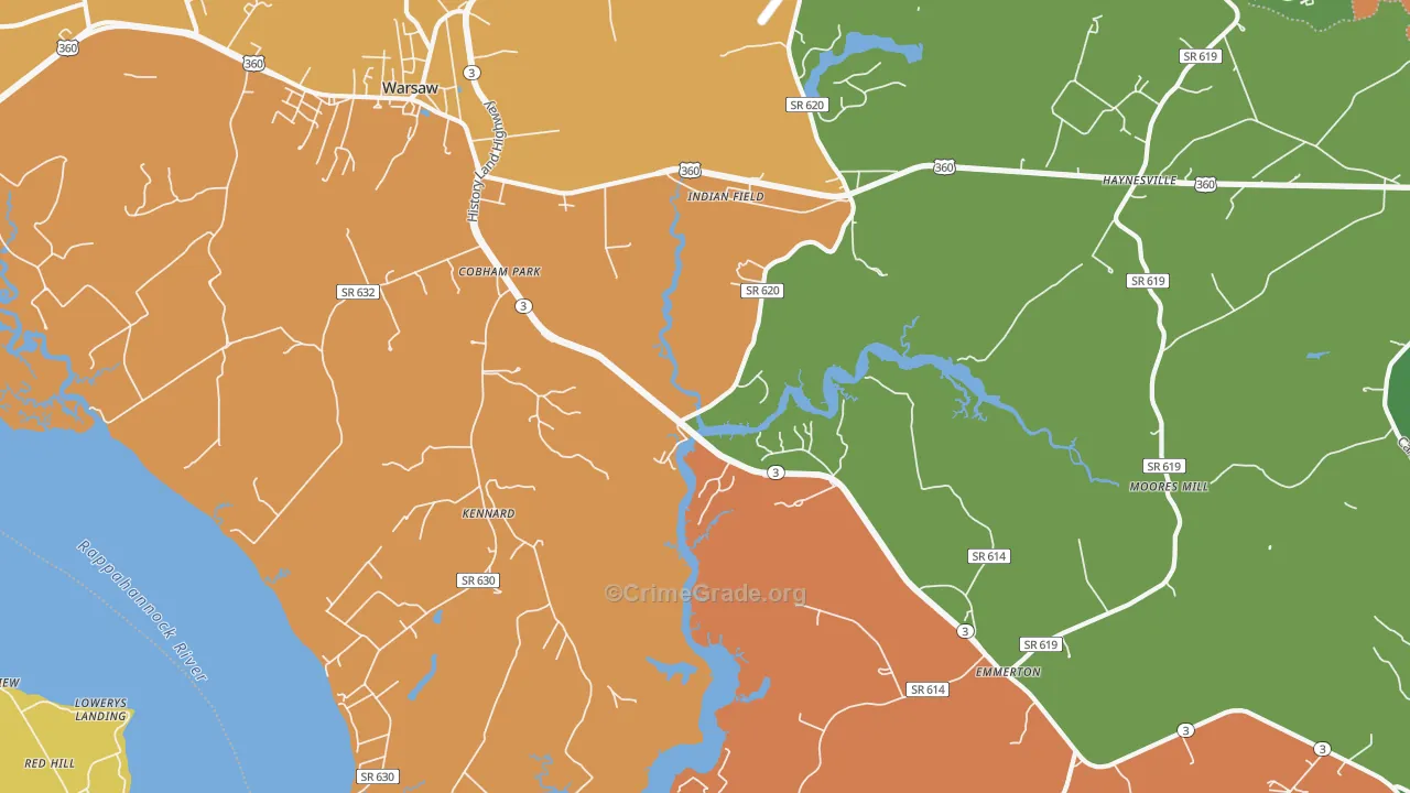 Kennard, VA Map of Drug-Related Crime Rates