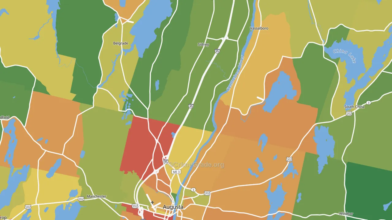 Kennebec County, ME Map of Drug-Related Crime Rates