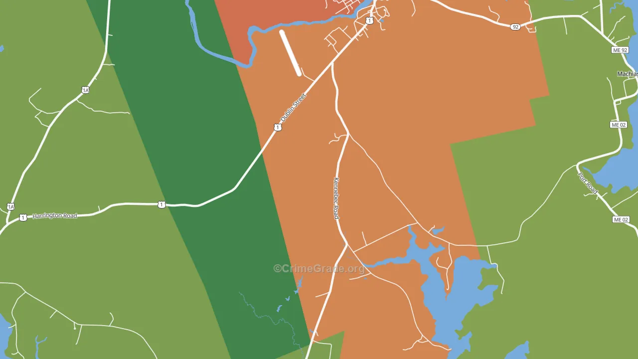 Kennebec, ME Map of Drug-Related Crime Rates