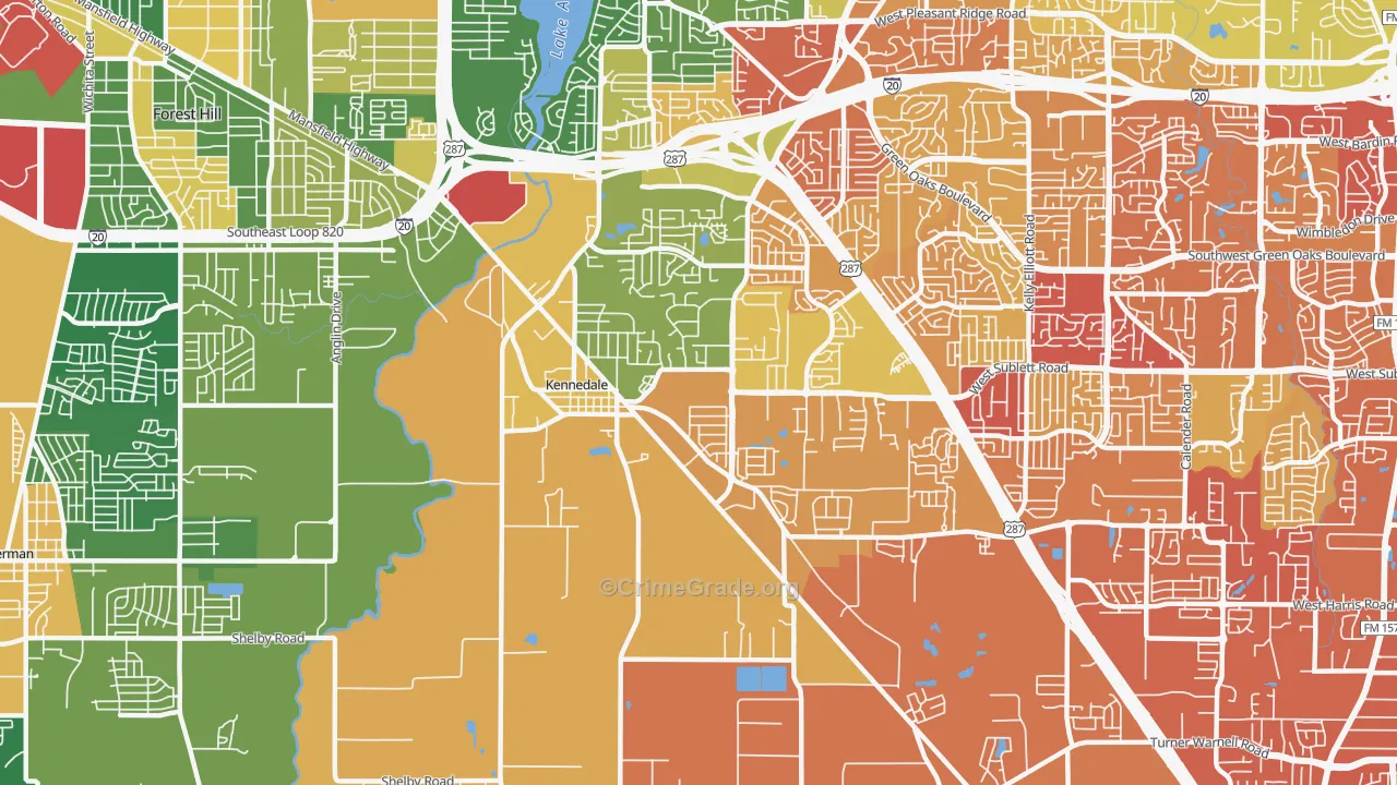 Kennedale, TX Map of Drug-Related Crime Rates