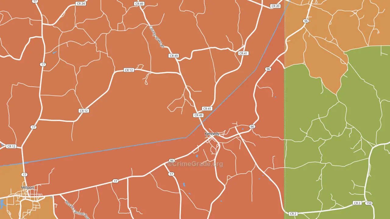 Kennedy, AL Map of Drug-Related Crime Rates