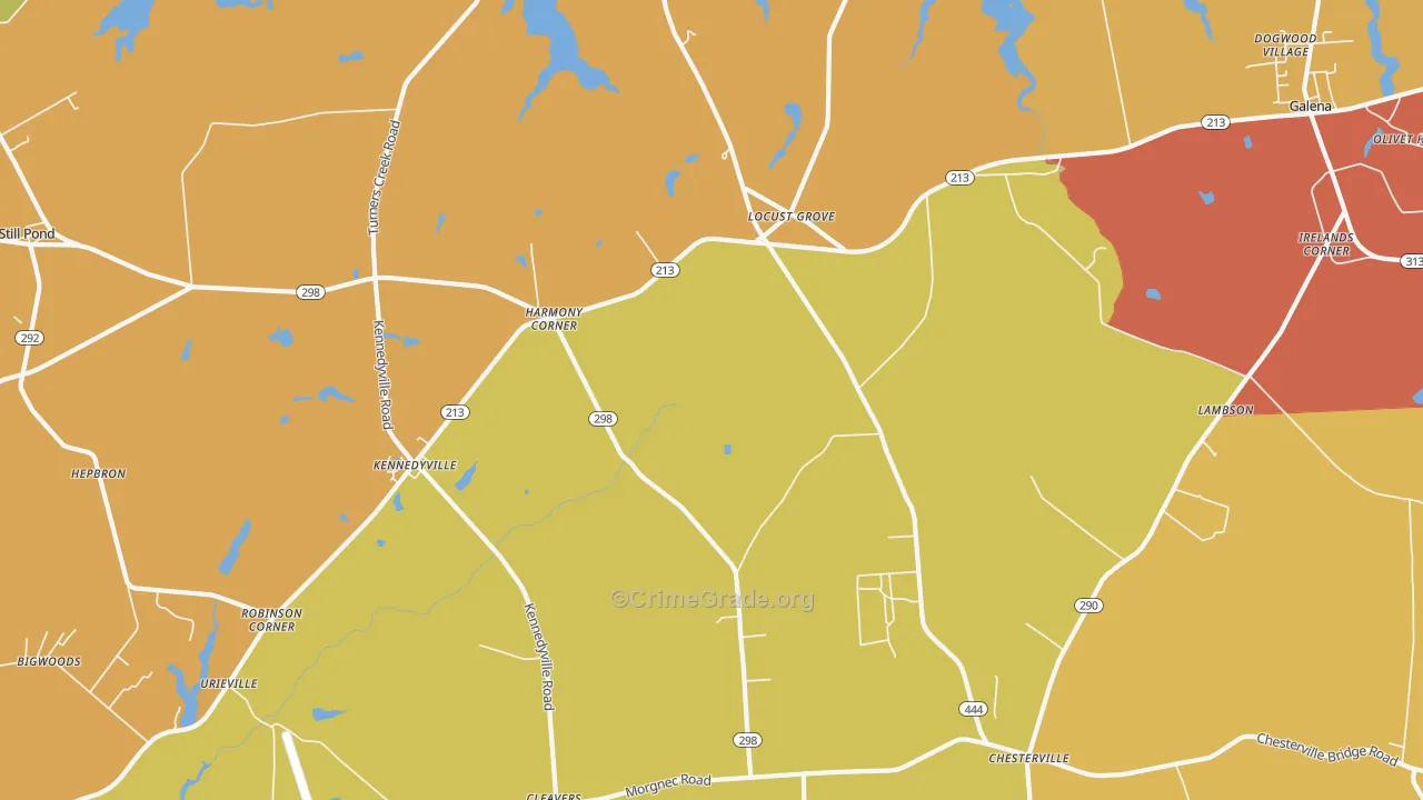 Kennedyville, MD Map of Drug-Related Crime Rates