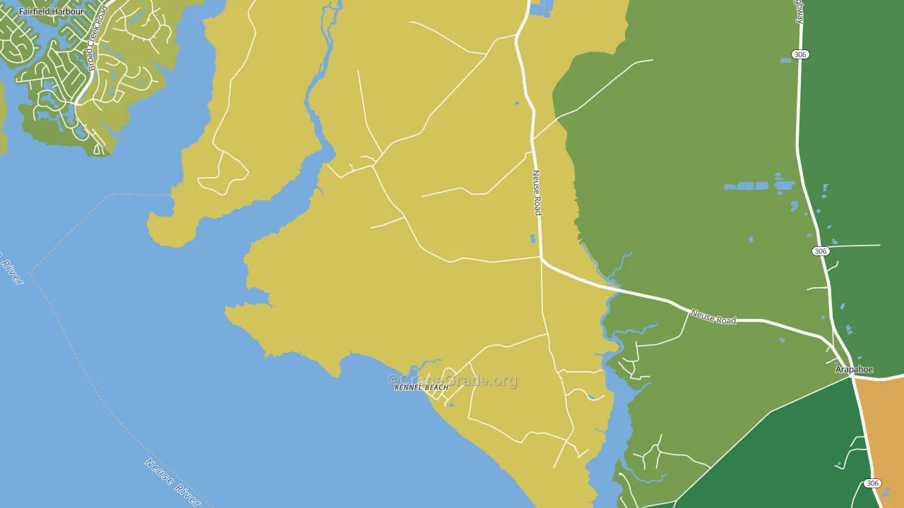 Kennel Beach, NC Map of Drug-Related Crime Rates