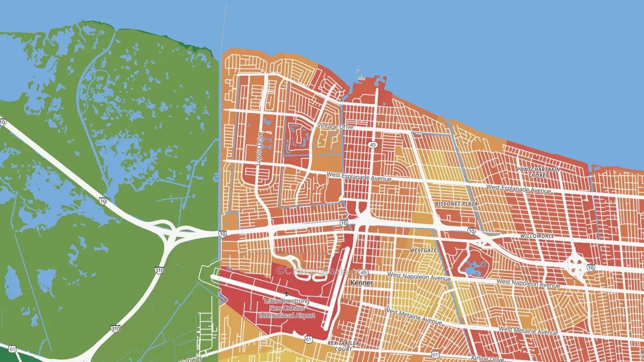 Kenner, LA Map of Drug-Related Crime Rates