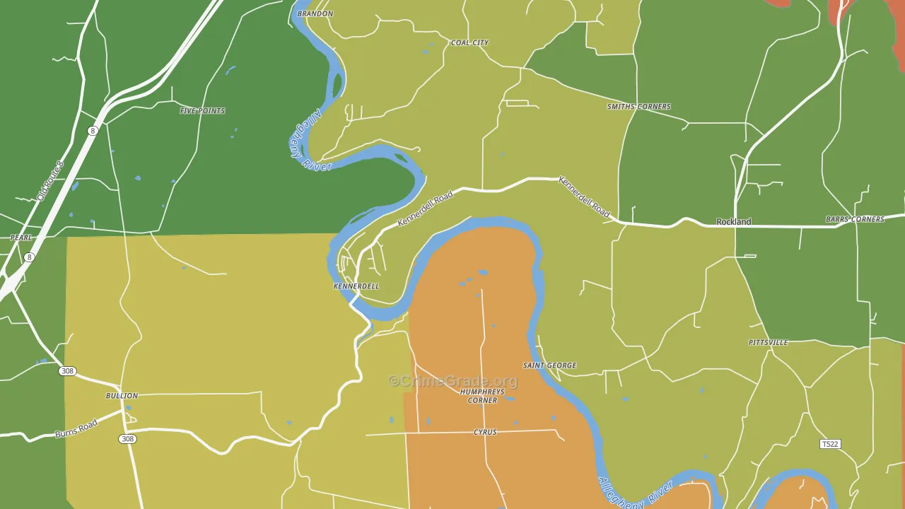 Kennerdell, PA Map of Drug-Related Crime Rates