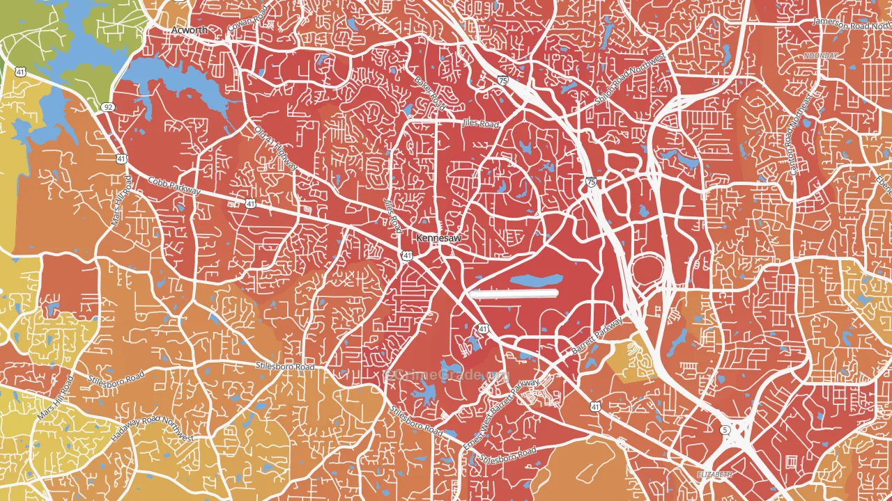 Kennesaw, GA Map of Drug-Related Crime Rates