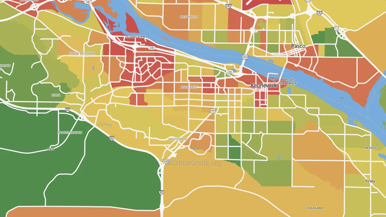 Kennewick, WA Map of Drug-Related Crime Rates