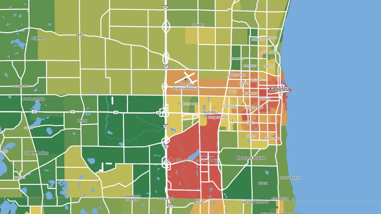 Kenosha County, WI Map of Drug-Related Crime Rates