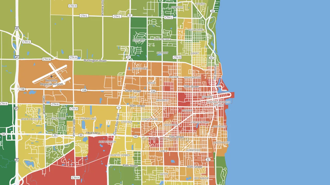 Kenosha, WI Map of Drug-Related Crime Rates