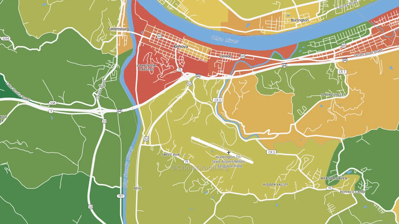 Kenova, WV Map of Drug-Related Crime Rates