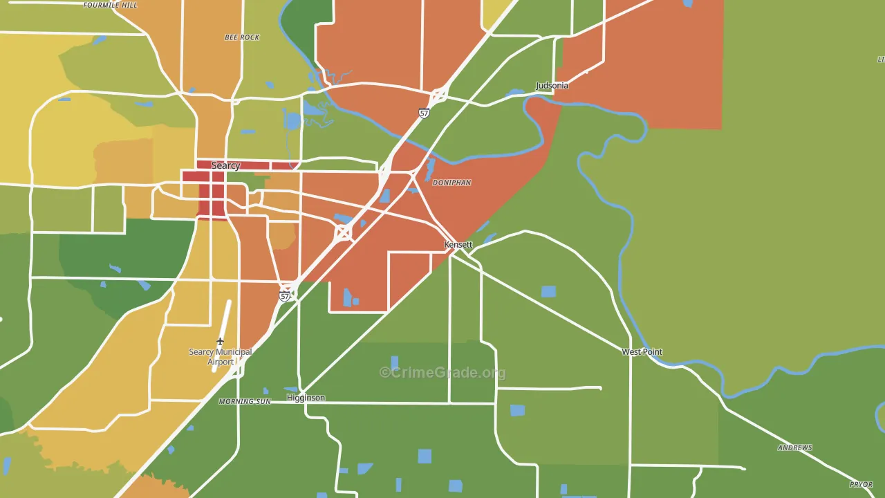 Kensett, AR Map of Drug-Related Crime Rates