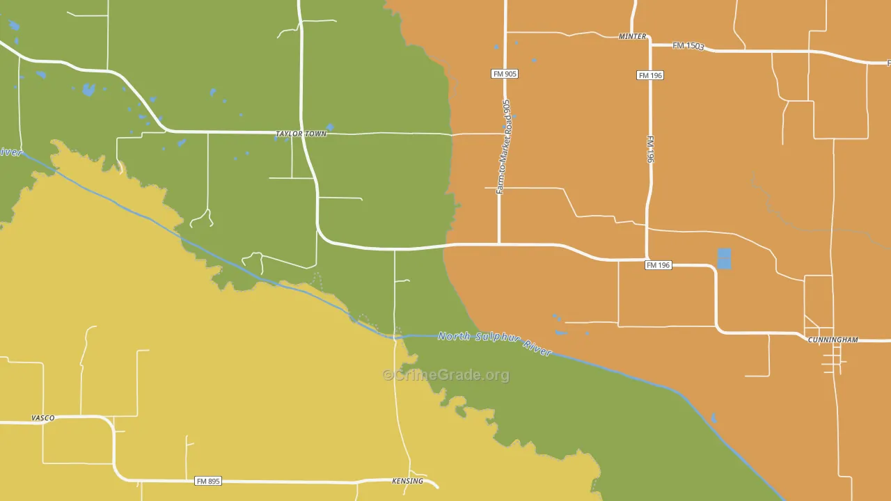 Kensing, TX Map of Drug-Related Crime Rates