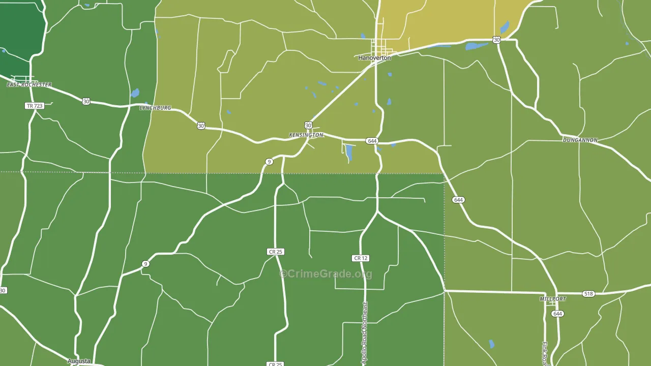 Kensington, OH Map of Drug-Related Crime Rates