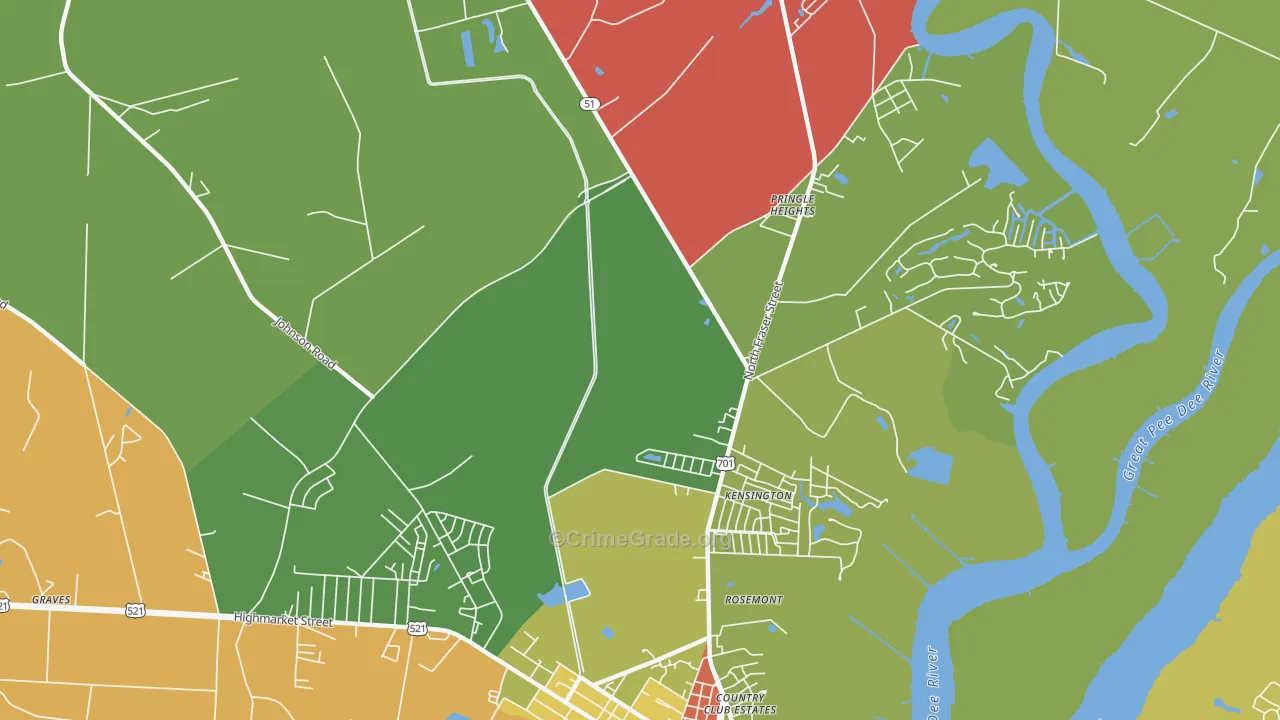 Kensington, SC Map of Drug-Related Crime Rates