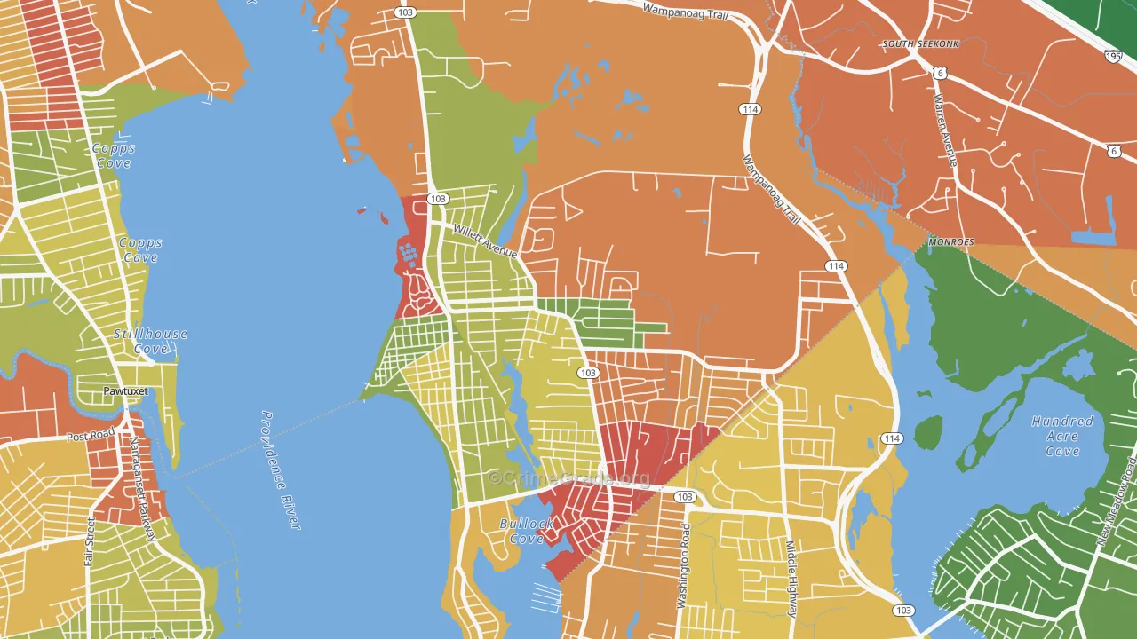 Kent Corner, Riverside, RI Map of Drug-Related Crime Rates