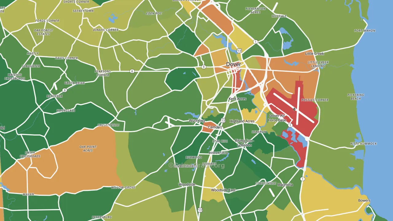Kent County, DE Map of Drug-Related Crime Rates