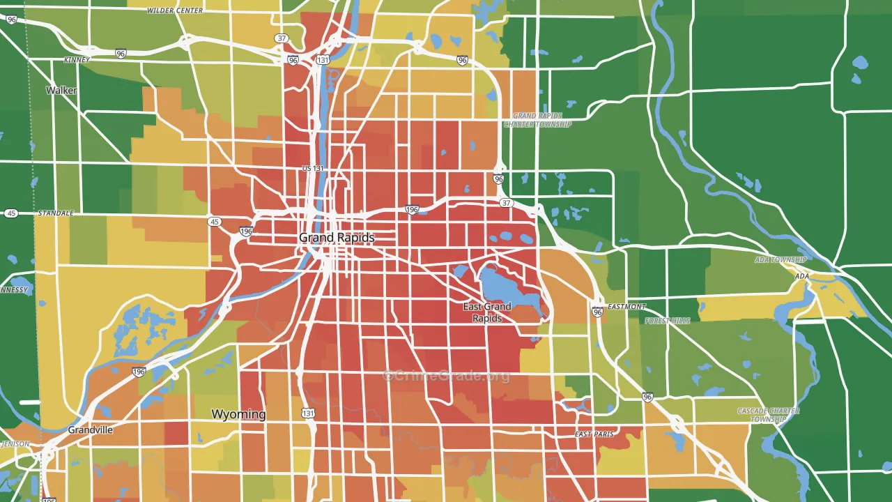 Kent County, MI Map of Drug-Related Crime Rates