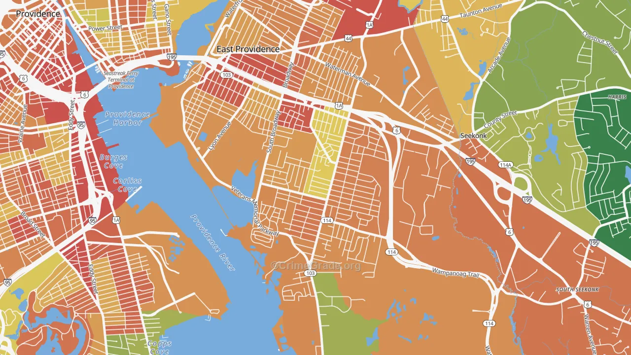 Kent Heights, East Providence, RI Map of Drug-Related Crime Rates
