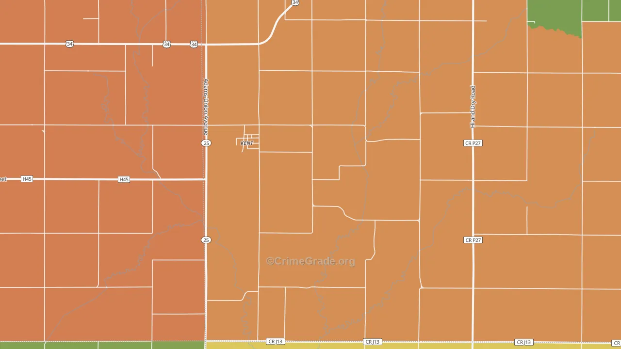 Kent, IA Map of Drug-Related Crime Rates