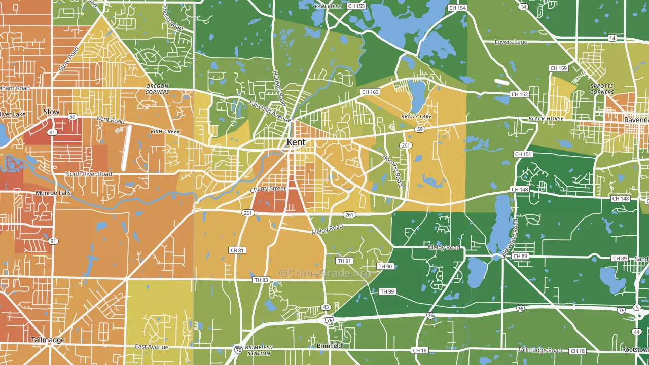 Kent, OH Map of Drug-Related Crime Rates