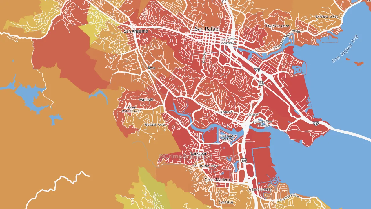 Kentfield, CA Map of Drug-Related Crime Rates