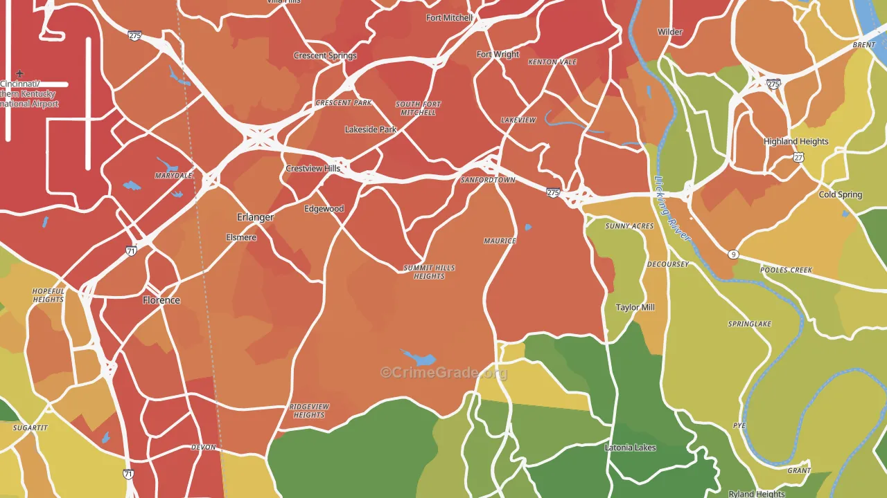 Kenton County, KY Map of Drug-Related Crime Rates
