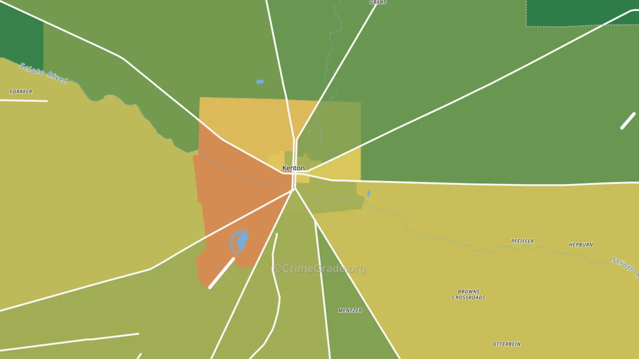 Kenton, OH Map of Drug-Related Crime Rates
