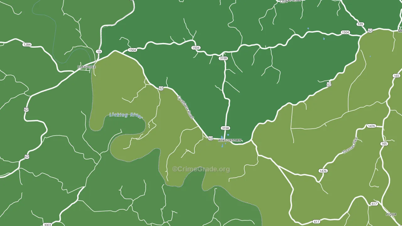 Kentontown, KY Map of Drug-Related Crime Rates