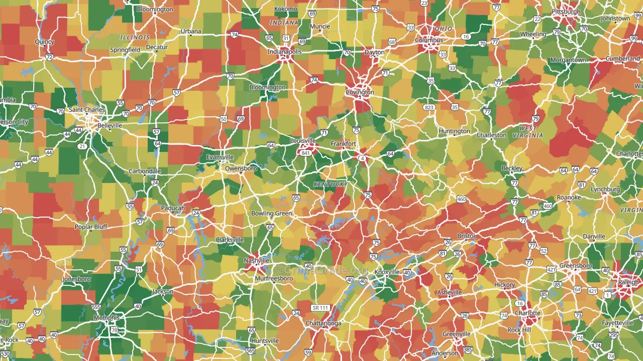 Kentucky Map of Drug-Related Crime Rates