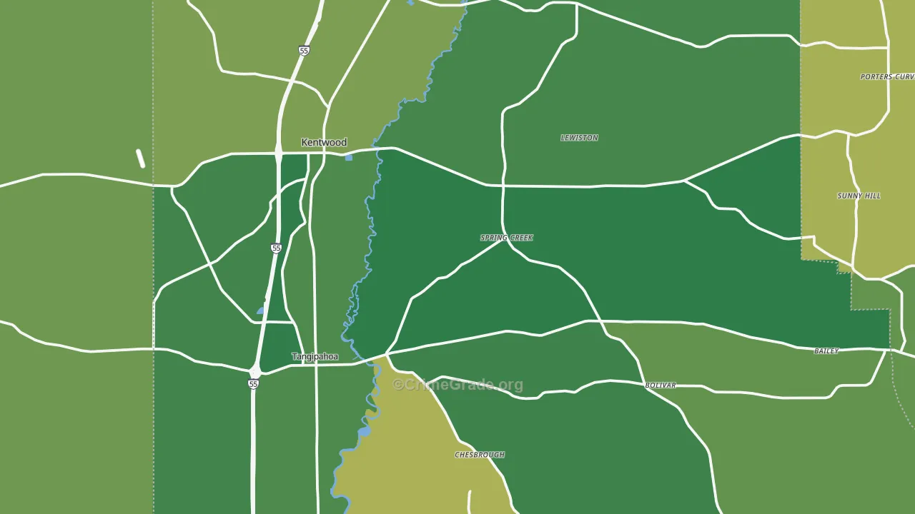 Kentwood, LA Map of Drug-Related Crime Rates